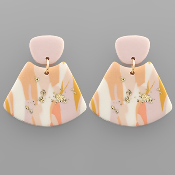 Clay Marble Trapezoid Earrings - Picture 2 of 2